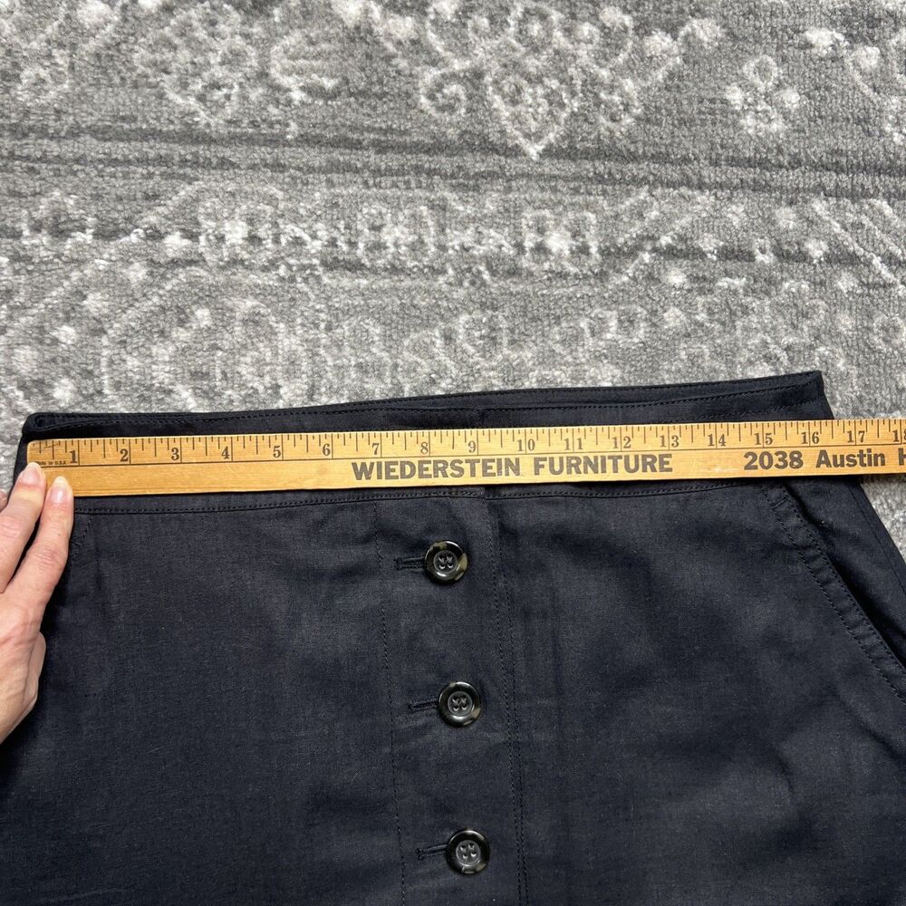 Ann Taylor Linen Blend Button Down Midi Skirt 12P Black Office Classic Cottage - Picture 3 of 8